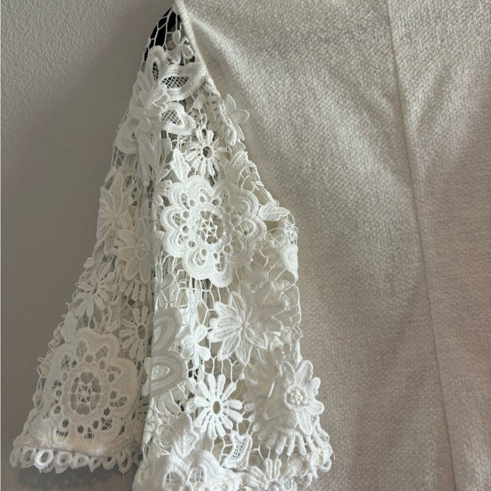 Anthropologie Eri + Ali Samara White Crochet Lace Bell Sleeve Top sz XS - Picture 5 of 8